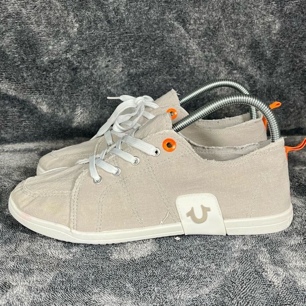 True Religion Women's  Sahana Canvas  Shoes Gray,Orange and White Sz 8.5